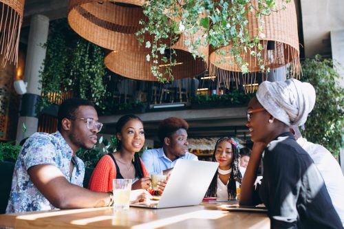 Group of afro americans working together
